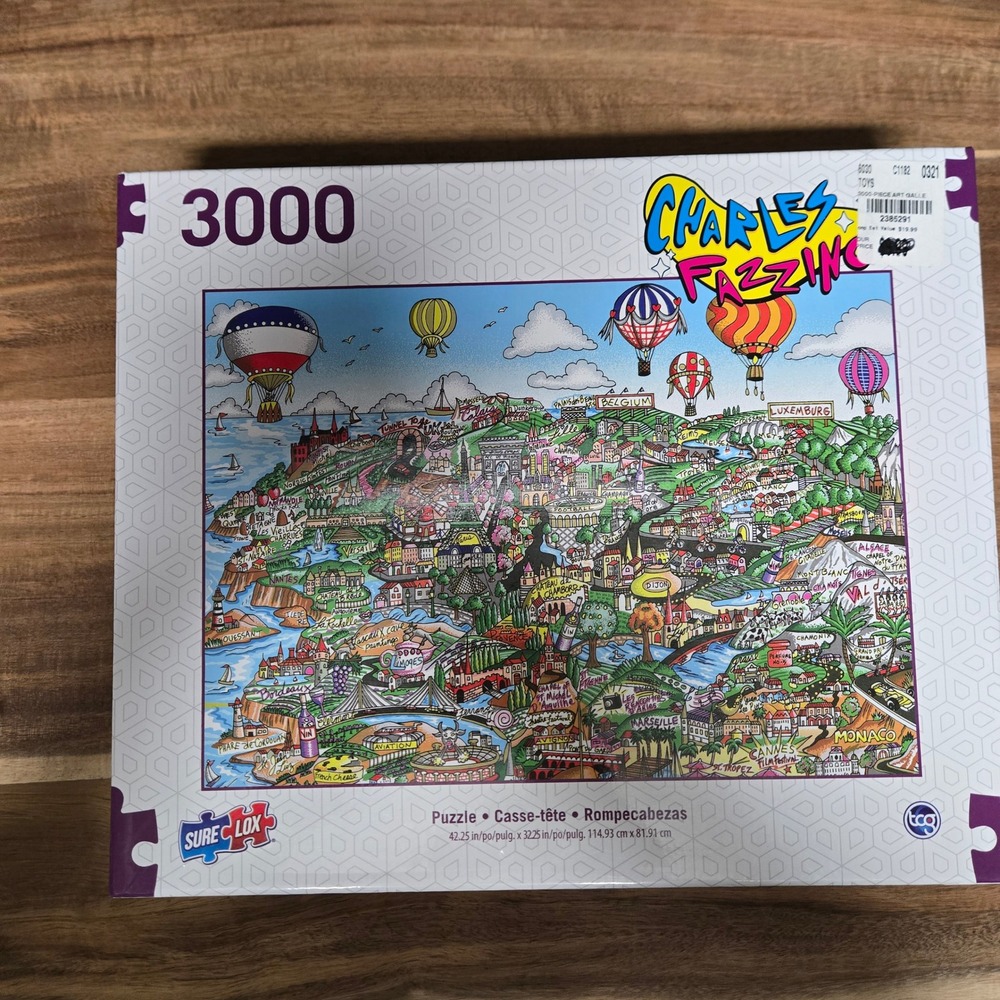 Charles Fazzino Sure-Lox 3000 Piece Puzzle France Pop Art Map 20289PLSZ NEW